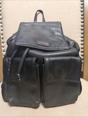 Perlina Black Leather Small Backpack